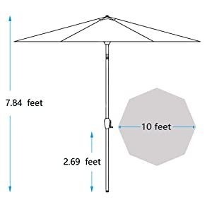 lot 73951 image: Tempra 10ft Patio Umbrella in 200G Marine Olefine
