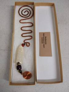 lot 6066 image: bookworm hand hammered copper bookmark