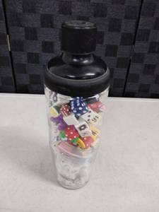 lot 6145 image: vintage shaker full of game pieces