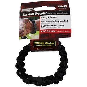 lot 6214 image: SecureLine 550 Nylon Paracord Survival Bracelet, Black, Medium
