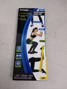 lot 6284 image: Pro Strength Resistance Band Set 3 Pack Light, Medium, Heavy Body Sculpting