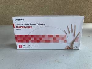 lot 5017 image: McKessen Vinyl Exam Gloves 100 Package Small