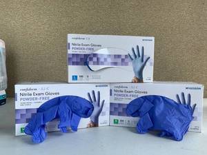 lot 5021 image: Lot of Open Confiderm Boxes off Nitrile Exam Gloves