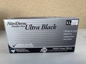lot 5085 image: NitriDerm Powder Free Ultra Black XL 100 Count Box Exam Gloves