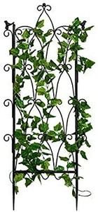 lot 6024 image: MyGift Antique Scroll Metal Garden Trellis Plant Display Screen for Climbing Plants, 47 x 18 Inch