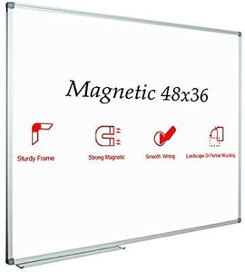lot 6028 image: JILoffice Magnetic Dry Erase BoardWhiteboard, White Board 48 x 36 Inch, Silver Aluminum Frame Wall Mounted Board for Office Home and School