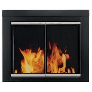 lot 6034 image: Pleasant Hearth Alsip Sunlight Nickle Fireplace Glass Doors - Small