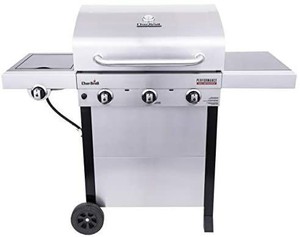 lot 6044 image: Char-Broil 463377319 Performance 4-Burner Cart Style Liquid Propane Gas Grill, Stainless Steel