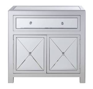 lot 6069 image: Convenience Concepts Gold Coast Vineyard Mirrored Hall Table, Silver