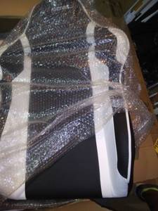 lot 6082 image: Computer Gaming Chair High Back PC Racing Chair Ergonomic Adjustable Executive Swivel Racing Chair with Headrest,Massager Lumbar Support,Retractible Footrest (White D)