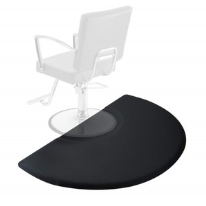 lot 7517 image: Saloniture 3 ft. x 5 ft. Salon & Barber Shop Chair Anti-Fatigue Floor Mat - Black Semi Circle - 12 in. Thick