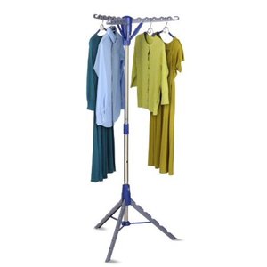 lot 7518 image: Honey-Can-Do Tripod Clothes Drying Rack, Blue