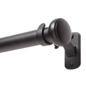 lot 7523 image: Kenney Weaver Outdoor Window Curtain Rod, 72-144, Black