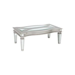 lot 7527 image: Signature Design by Ashley - Tessani Contemporary Rectangular Cocktail Table, Silver