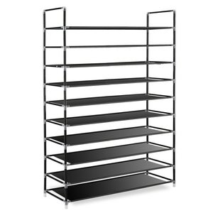 lot 7538 image: TomCare 10 Tier Shoe Rack 50 Pairs Shoe Organizer Shoes Storage Shoe Shelf Shoe Tower - No Tools Required Non-Woven Fabric for Home Bedroom, Black
