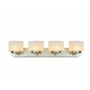 lot 8448 image: Design House 587972 Addison Modern Dimmable Vanity Light Indoor UpDown Wall Mount Oval Frosted Glass for Bathroom Bedroom Dressing Table (Bulbs not Included), 4, Satin Nickel