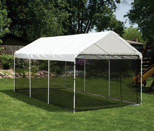 lot 8470 image: ShelterLogic MaxAP 2-in-1 Canopy with Screen Kit, White, 10 x 20 ft.
