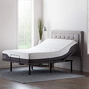 lot 8473 image: Lucid L600 Adjustable Bed Base Frame - Bluetooth Compatible with Companion App - Head and Foot Incline - Massage - Under Bed Lighting - Dual USB Charging Stations - Upholstered - Ergonomic - Full