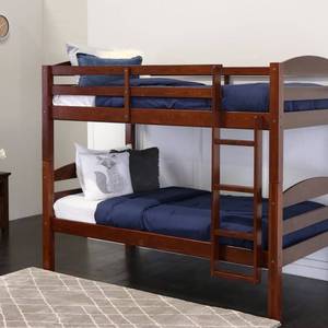 lot 8480 image: Walker Edison Solid Wood Twin Over Twin Bunk Bed - Espresso