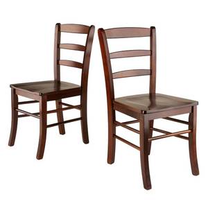 lot 9302 image: Ladder Back Chairs - Set of 2, Antique Walnut