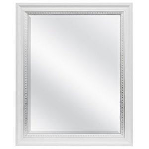 lot 9312 image: MCS 22 x 28 inch Beveled Wall Mirror White Wood Grain Finish SilverTrim