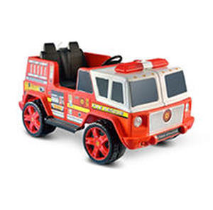 lot 9327 image: Kid Motorz Two-Seater Fire Engine 12-Volt Battery-Operated Ride-On, Red