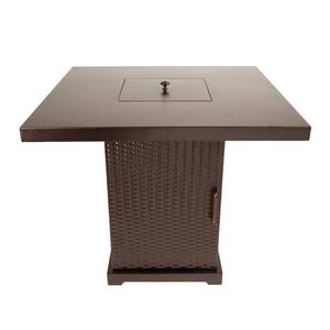 lot 9336 image: Propane Gas Fire Pit Table in Hammered Bronze with Glass Fire Rocks