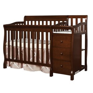 lot 9344 image: Dream On Me Jayden 4-in-1 Convertible Mini Crib and Changer Espresso