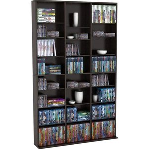 lot 9348 image: Atlantic Oskar Adjustable Media Wall-Unit - Holds 756 CDs, 360 DVDs or 414 Blu-RaysGames, 21 Adjustable and 6 fixed shelves PN in Espresso