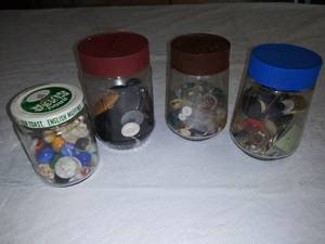 lot 115 image: 4 Vintage Jars with Buttons & Marbles