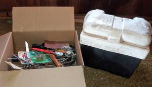 lot 181 image: Rubbermaid Battery Box & Misc. Tools
