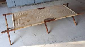 lot 183 image: Old Folding Cot  Missing 2 End Pieces