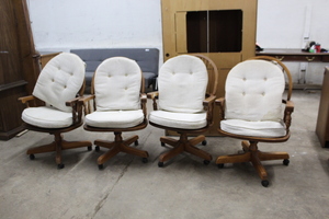 lot 9330 image: Oak Kitchen Chairs on wheels