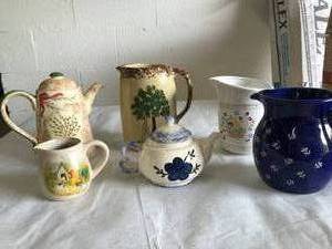 lot 9372 image: Pottery Pitchers and Tea Pots