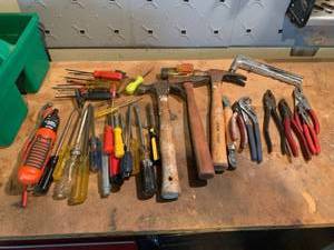 lot 3153 image: Lot of Hand Tools With Green Tote