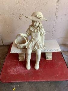 lot 3165 image: Cedar Creek Collection Girl With Basket On Bench
