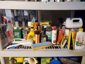 lot 8013 image: Cleaning Supplies Lot - Contents Second Shelf