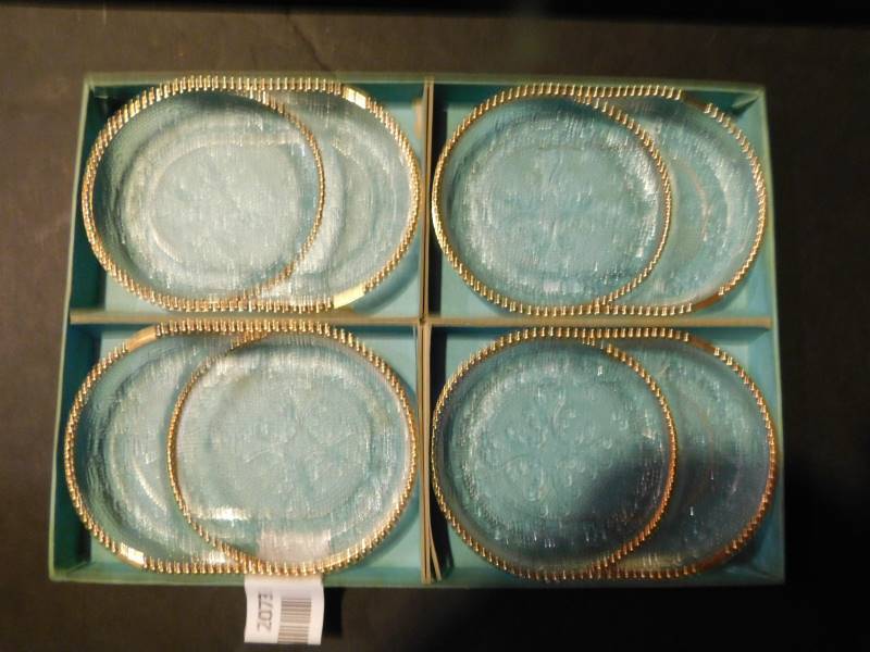lot 2073 image: Vintage Glass Coaster Set