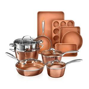 lot 4371 image: Gotham Steel Hammered Copper Collection 15 Piece Premium Cookware & Bakeware Set