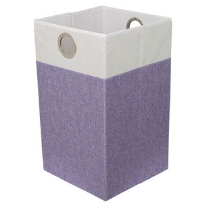 lot 4396 image: BIRDROCK HOME Folding Cloth Laundry Hamper with Handles Dirty Clothes Sorter Easy Storage Collapsible Purple and White