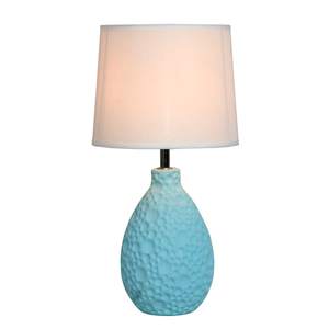 lot 4405 image: Simple Designs LT2003-BLU Texturized Ceramic Oval Table Lamp, Blue