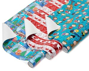 lot 7644 image: American Greetings Christmas Peanuts Wrapping Paper, 3ct