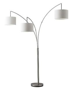 lot 4370 image: Adesso Trinity 3 Arc Floor Lamp Satin Steel Color, Antique Bronze Finish, Corrosion Resistant, Scratch Proof Lighting Equipment. Home Decor Accessory