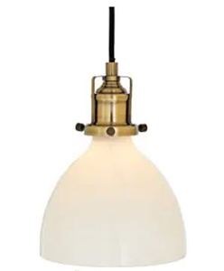 lot 4376 image: Amazon Brand Rivet Lux Brass Pendant, 9H, Glass Shade