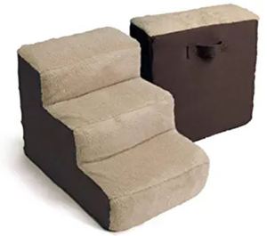 lot 4386 image: Wicwis Pet Steps for Dogs and Cats, 3 Steps Compressed Sponge Stairs for Beds, Sofas, Cars, Lightweight Pet Ladders, Hold Up to 50 LBS with Portable, Removable and Washable Soft Sheep Textured Cover