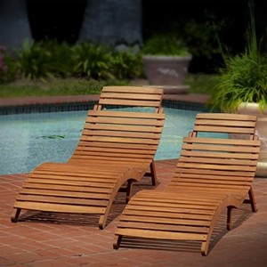 lot 1275 image: Christopher Knight Home Lahaina Wood Outdoor Chaise Lounge Set, 2-Pcs Set, Natural Yellow