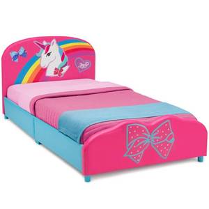 lot 1280 image: JoJo Siwa Upholstered Twin Bed by Delta Children