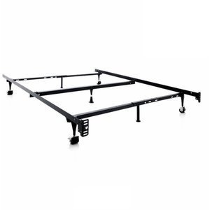 lot 1286 image: MALOUF Structures Heavy Duty Adjustable Metal Center Support and Rug Rollers bed frame, Queen, Full XL, Full, Twin XL, Twin, Black