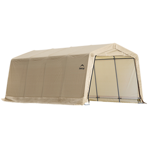 lot 1291 image: ShelterLogic 10 x 20 x 8 All-Steel Metal Frame Peak Style Roof Instant Garage and AutoShelter with Waterproof and UV-Treated Ripstop Cover