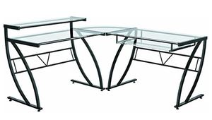 lot 1290 image: Z-Line Belaire Glass L-Shaped Computer Desk